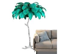 HJLJKG Lampadaire de luxe, véritable plume d'autruche lampadaire en résine argentée, lampes sur pied décoratives pour salon, maison, bureau