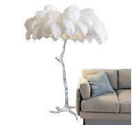 HJLJKG Lampadaire de luxe, véritable plume d'autruche lampadaire en résine argentée, lampes sur pied décoratives pour salon, maison, bureau