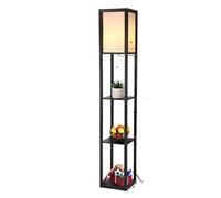 HJLJKG Lampadaire Étagère Lampadaire Rangement en Bois Chevet Debout Nuit Lumière douce pour chambre à coucher, salon, salle d'étude, salle de lecture, lumière debout à la maison (couleur du corps