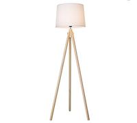 HJLJKG Lampadaire trépied vertical en bois massif Lampe verticale Abat-jour en tissu Décoration salon chambre à coucher