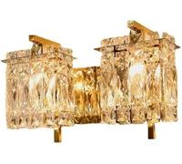 HJLJKG Lampe Murale dorée à 2 lumières pour décoration de Chambre d'enfant, Salle de Bain, vanité, Finition en Laiton brossé, Applique Murale Moderne en Cristal rectangulaire K9, luminaire de