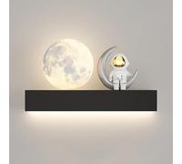 HJLJKG LED Lune d'enfant Applique Astronaute 12 W Lampe Murale Moderne avec Abat-Jour en Acrylique Blanc, luminaires muraux Chevet pour Fille Chambre de garçon