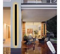 HJLJKG Lot de 2 Appliques murales d'extérieur Modernes de 61 cm de Long, 3000 K-6000 K à intensité Variable, luminaires extérieurs à LED Noires, Support Mural, Longue Lampe Murale linéaire à LED,