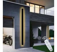 HJLJKG Lot de 2 Appliques murales d'extérieur Modernes de 61 cm de Long, intensité Variable 3000 K-6000 K, luminaires extérieurs à LED Noires, Support Mural, Longue Lampe Murale linéaire à LED,