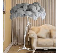 HJLJKG Nordic Floor Lamp, Silver Lamp Body Standing Lamp with Ostrich Feather Lampshade 3 couleurs Dimmable Floor Feather Lamp for Bedroom Living Room Study