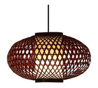HJLJKG Pendante de rotin Vintage - Ombre à Cage d'oiseau avec Base, de lumière en Osier créative pour Club de Style sud-est de Style Asie du Sud-Est (Marron)