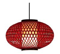 HJLJKG Pendante de rotin Vintage - Ombre à Cage Oiseau avec Base, de la lumière en Osier créative pour Le Club de Style sud-est de Style Asiatique décor (Rouge)