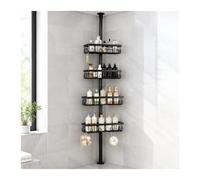 HJLKDYM Étagère D'angle Télescopique De Rangement Pour Douche | Panier De Douche En Acier À Niveaux Réglables Pour Articles De Toilette (appartement, Hôtel)(Zwart)
