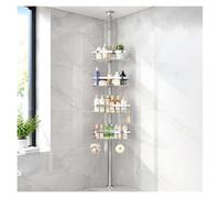 HJLKDYM Étagère D'angle Télescopique De Rangement Pour Douche | Panier De Douche En Acier À Niveaux Réglables Pour Articles De Toilette (appartement, Hôtel)(Silver)