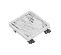 HJLKDYM Support À Plantes Robuste À Roulettes Verrouillables, Support Carré Métal Jardinière Sur Roulettes Caoutchouc TPR, Déplaceur Fleurs Intérieur Extérieur(Blanc,45x45x14cm)