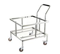 HJLKDYM Support Équipement De Cuisine Professionnel, Support Robuste Acier Inoxydable Marmites Avec Roulettes, Chariot À Roulettes Seaux Avec Barre Poussée Cuisine Balcon(55x55x75cm)