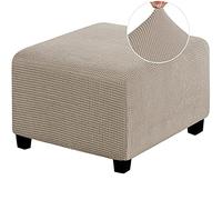 HJLRR Housse de protection carrée pour ottoman - Tissu jacquard épais et doux - Housses de protection amovibles et antidérapantes - Repose-pieds de rangement - Kaki, M