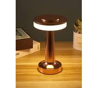 HJLRR Métal sans fil avec capteur tactile rechargeable Veilleuse de bureau, lampe de table LED portable, bar restaurant café chambre lampe de chevet, bronze