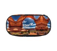 HJLUUFT Arches National Park Trousse à crayons avec impression standard, simple, robuste, multifonction, organiseur de papeterie de bureau, Noir, Talla única, Mignon