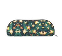 HJLUUFT Atomic Trousse à crayons et maquillage en cuir avec motif rétro Motif étoiles rétro Pour bureau, voyage et rangement quotidien, doré, Taille unique, Art
