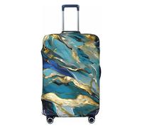 HJLUUFT Azurite Housse de protection lavable anti-rayures Motif marbre à l'huile Bleu sarcelle et feuille d'or, Noir , M