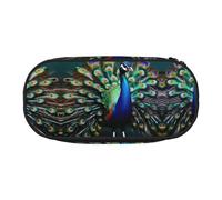 HJLUUFT Belle trousse à crayons imprimée de paon, simple, robuste, multifonctionnelle, organisateur de papeterie de bureau, Noir, Talla única, Mignon