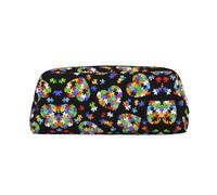 HJLUUFT Boîte à crayons et trousse de maquillage en cuir de qualité supérieure pour la sensibilisation à l'autisme - Rangement polyvalent pour stylos, cosmétiques et plus encore