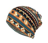 HJLUUFT Bonnet imprimé amérindien pour femmes et hommes, chapeaux d'hiver chauds et souples avec tête de mort, cache-cou, écharpe, masque facial, noir, Noir , Taille unique