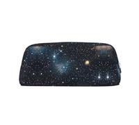 HJLUUFT Constellation Star Clusters Galaxies Boîte à crayons et trousse de maquillage en cuir croisé de qualité supérieure - Rangement polyvalent pour stylos, cosmétiques, etc