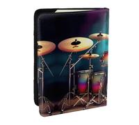 HJLUUFT Cool Drums Étui de passeport en cuir imprimé avec porte-cartes pour homme et femme, Noir , Taille unique