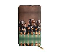 HJLUUFT Dachshund Weiner Dog Portefeuille pour femme pratique - Porte-cartes de crédit fin et minimaliste avec simili cuir et fermeture éclair en métal, noir, One Size, Classique