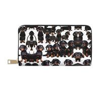 HJLUUFT Dachshund Weiner Pet Dog Portefeuille élégant pour femme Porte-cartes de crédit Cuir synthétique Fermeture Éclair en métal, blanc, One Size, Classique