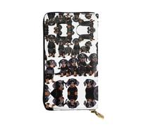 HJLUUFT Dachshund Weiner Pet Dog Portefeuille fonctionnel pour femme élégant et fin avec porte-cartes en cuir synthétique et fermeture éclair en métal, noir, One Size, Classique