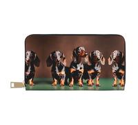 HJLUUFT Dachshund Weiner Portefeuille élégant pour femme - Porte-cartes de crédit fin et minimaliste en cuir synthétique, fermeture éclair en métal, blanc, One Size, Classique
