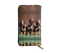 HJLUUFT Dachshund Weiner Portefeuille fonctionnel pour femme élégant et fin avec porte-cartes en cuir synthétique et fermeture éclair en métal, noir, One Size, Classique
