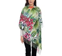 HJLUUFT Écharpe d'hiver avec imprimé plantes tropicales pour femme, châle pashmina, écharpe d'hiver pour femme, écharpe de mariage, noir, taille unique