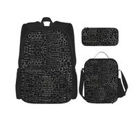 HJLUUFT Ensemble de 3 sacs à dos avec illustration abstraite, science chimie, impression 3D, sac d'école spacieux avec sac à déjeuner et trousse à crayons - élégant et pratique