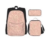 HJLUUFT Ensemble de 3 sacs à dos classiques avec motif floral - Grand sac d'école avec boîte à déjeuner et trousse à crayons pour étudiants, sac à dos et boîte à déjeuner