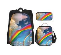 HJLUUFT Ensemble de 3 sacs à dos, grand sac d'école avec boîte à déjeuner et trousse à crayons, ensemble sac à dos, élégant et pratique