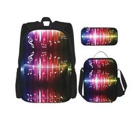 HJLUUFT Ensemble sac à dos pratique 3 pièces - Grand sac d'école avec boîte à déjeuner et trousse à crayons pour étudiants, sac à dos et boîte à déjeuner