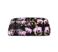 HJLUUFT Étui à crayons portable en cuir élégant avec motif orchidée cloche - Rangement de maquillage - Trousse de maquillage idéale - Trousse à crayons et trousse de maquillage et petits articles