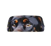 HJLUUFT Étui de maquillage portable en cuir avec motif rottweiler, idéal pour crayons, maquillage et petits objets, argent, Taglia Unica, art