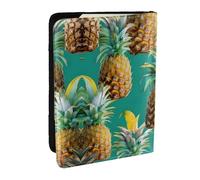 HJLUUFT Étui de passeport en cuir imprimé ananas tropical hawaïen, housse de passeport avec porte-cartes de crédit pour femme et homme, Noir , Taille unique