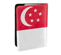HJLUUFT Étui de passeport en cuir imprimé drapeau de Singapour avec porte-cartes pour homme et femme, Noir , Taille unique