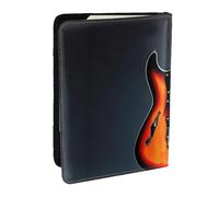 HJLUUFT Étui de passeport en cuir imprimé guitares électriques orange avec porte-cartes de crédit pour homme et femme, Noir , Taille unique