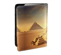 HJLUUFT Étui de passeport en cuir imprimé pyramide égyptienne dans le désert avec porte-cartes pour homme et femme, Noir , Taille unique