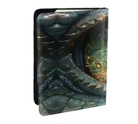 HJLUUFT Étui de passeport en cuir imprimé The Dragon's Green Eyes pour homme et femme