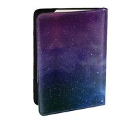 HJLUUFT Étui de passeport en cuir imprimé univers avec étoiles et galaxie pour homme et femme, portefeuille de voyage pour la famille