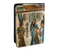HJLUUFT Étui de passeport en cuir imprimé « Women in Ancient Egypt » avec porte-cartes de crédit pour homme et femme, Noir , Taille unique