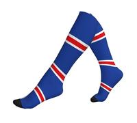 HJLUUFT Flag of Iceland Chaussettes de compression pour homme et femme - Chaussettes anti-humidité, chaussettes pour diabétiques et neuropathies, 1 noir, Taille unique