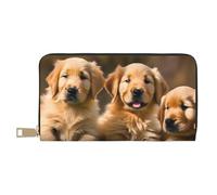 HJLUUFT Golden Retriever Portefeuille élégant en cuir synthétique pour femme Fermeture éclair en métal, blanc, One Size, Classique