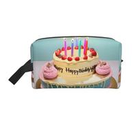 HJLUUFT Grande trousse de toilette avec imprimé « Happy Birthday » pour hommes et femmes, trousse de toilette de voyage pour adultes, porte de chambre, blanc, One Size
