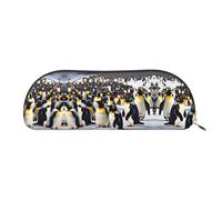HJLUUFT Happy Penguins Trousse de rangement semi-circulaire élégante et légère pour le bureau, la vie et les voyages, argent métallique, Talla única, Art