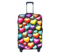HJLUUFT Housse de bagage élégante avec cœurs arc-en-ciel colorés - Protégez et personnalisez votre valise avec une housse approuvée par la TSA, blanc, Large