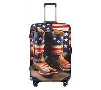 HJLUUFT Housse de bagage élégante avec drapeau américain avec bottes de cowboy - Protégez et personnalisez votre valise avec une housse approuvée par la TSA, housses de valise pour bagages, blanc,